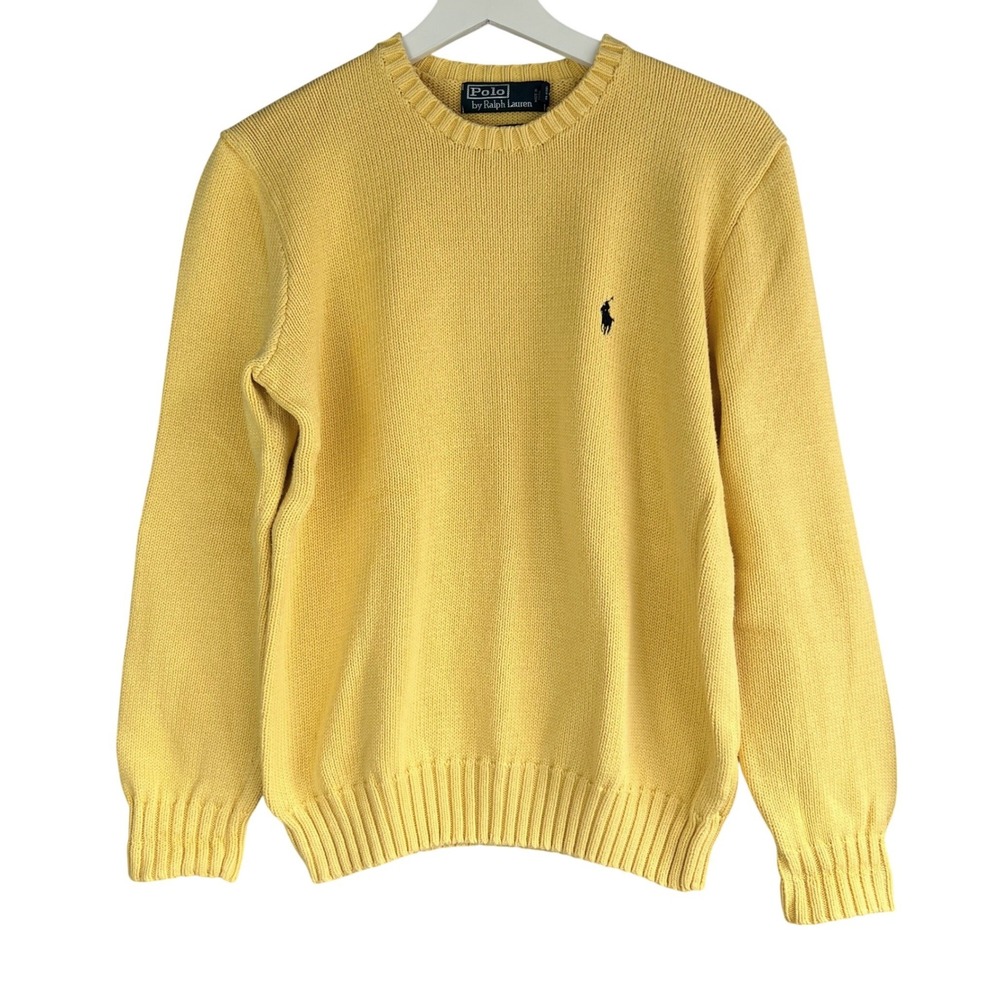Polo Ralph Lauren Yellow Cotton Crewneck Shaker Knit Sweater Women's med